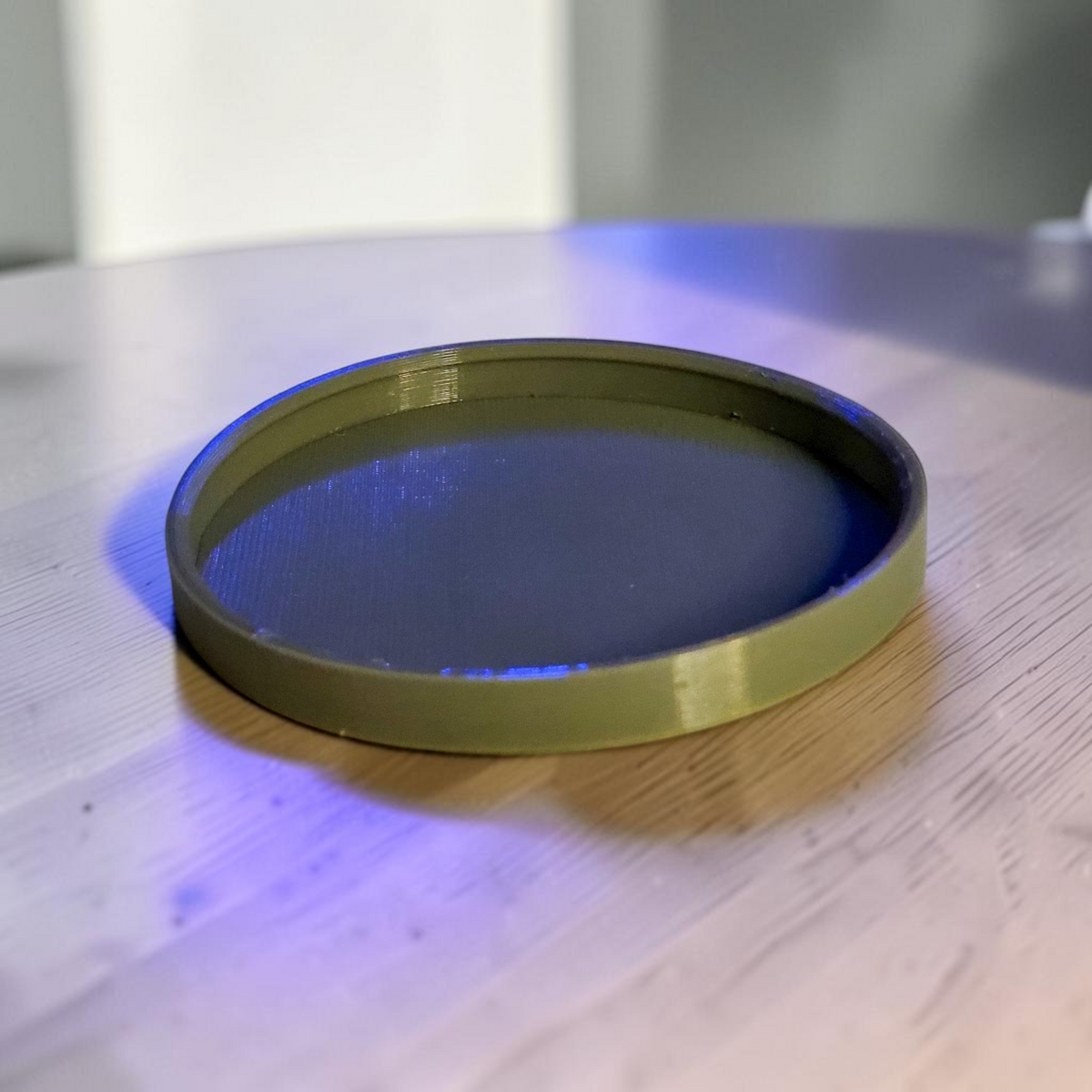 ARt 82mm flexible ramekin jar lid in olive green, 3D printed for GU jars