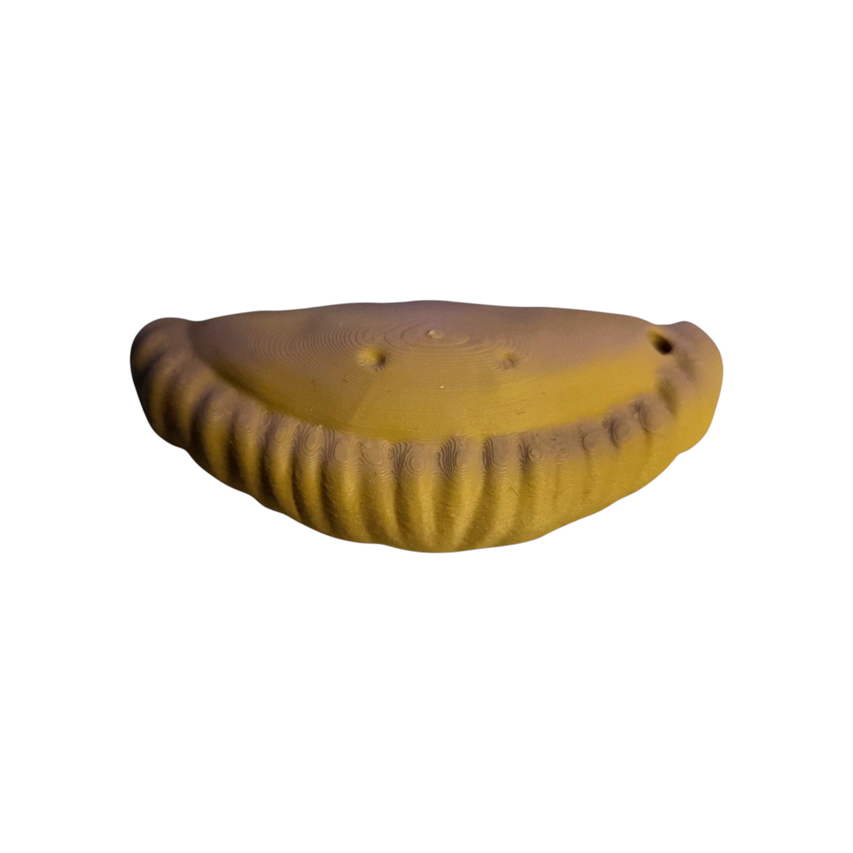 ARt Cornish Pasty Keyring in a golden-brown pastry colour with a realistic crimped edge design.
