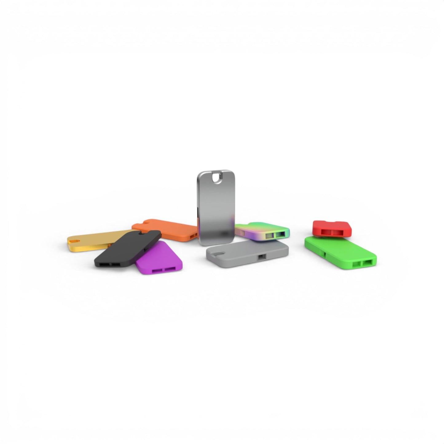 Set of 3 Flat Pocket Whistles - Convenient and Functional Keychains