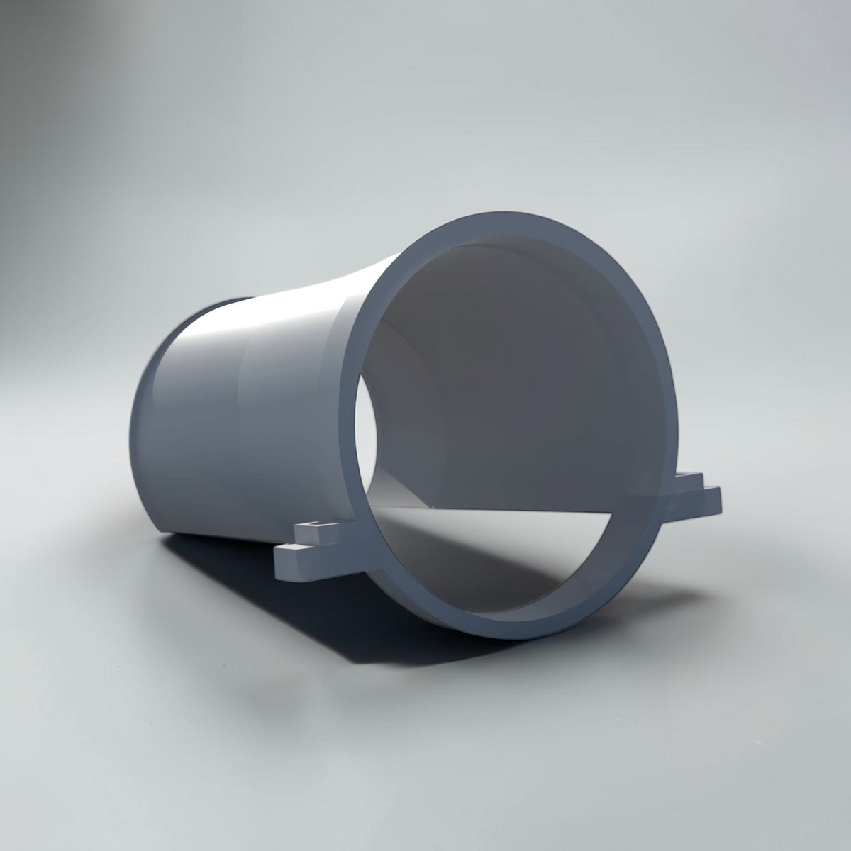 Front view of a grey extended rain hood for a CCTV security camera.